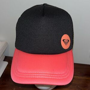 Roxy Pink Bill Black Logo Trucker Mesh Style Foam SnapBack Baseball Cap women’s